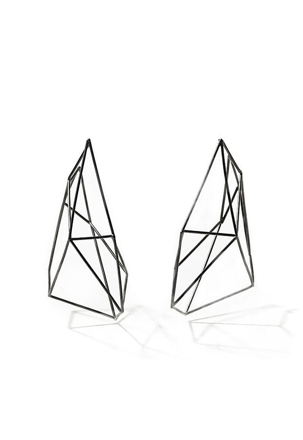 Large Structure Earrings, Oxidized
