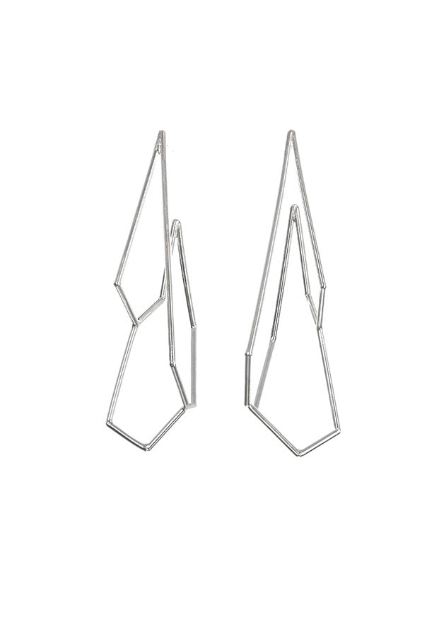 Medium Structure Earrings, Matte Silver