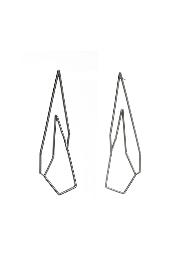 Medium Structure Earrings, Oxidized